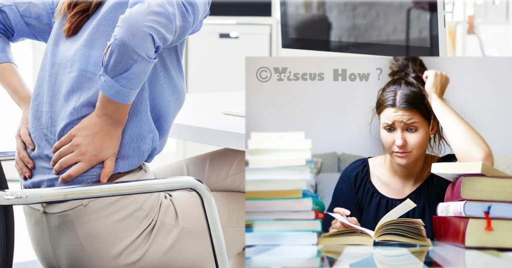 Stress with books and back pain