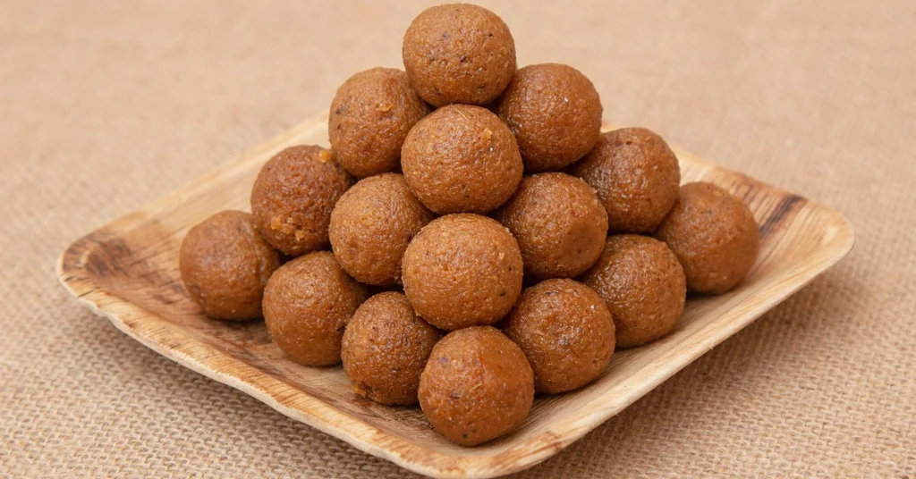 Moong dal laddu arranged in a plate-Desserts diabetics can eat
